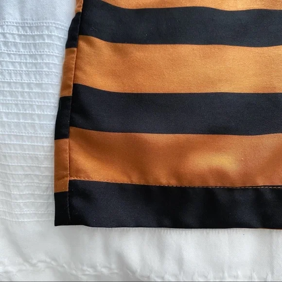 WHO WHAT WEAR ORANGE BLACK STRIPED BUTTON FRONT HIGH WAISTED MIDI SKIRT - 6 - Picture 12 of 14
